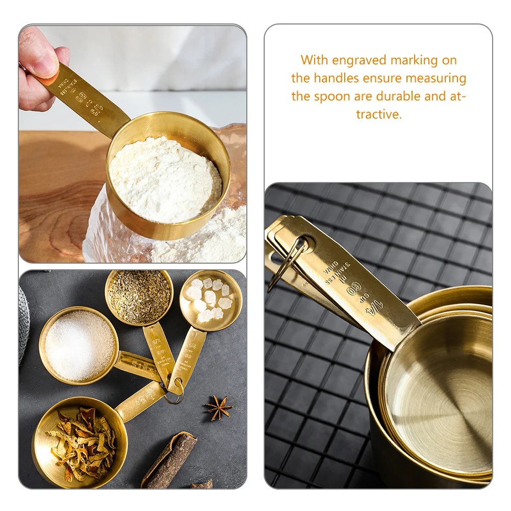 

4pcs Spoons Set Stainless Steel Long Handle For Coffee Beans Tea Scoop Engraved Kitchen Tool Stackable Tablespoons