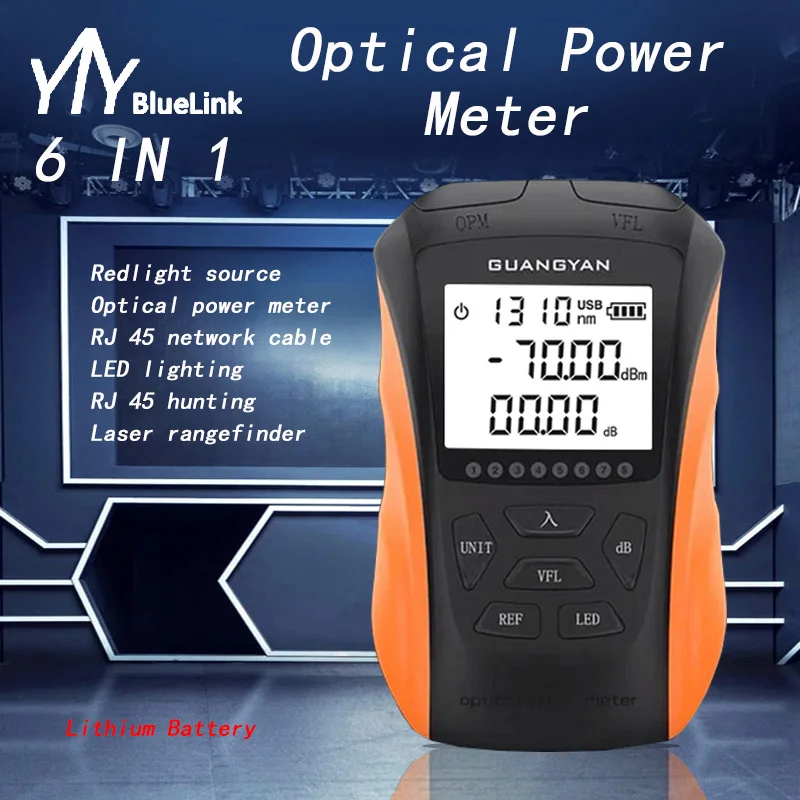 

6in1 Optical Power Meter OPM Led Light Visual Fault Locator Network Cable Test Optical Fiber Tester 5km 15km 30MW VFL FTTH