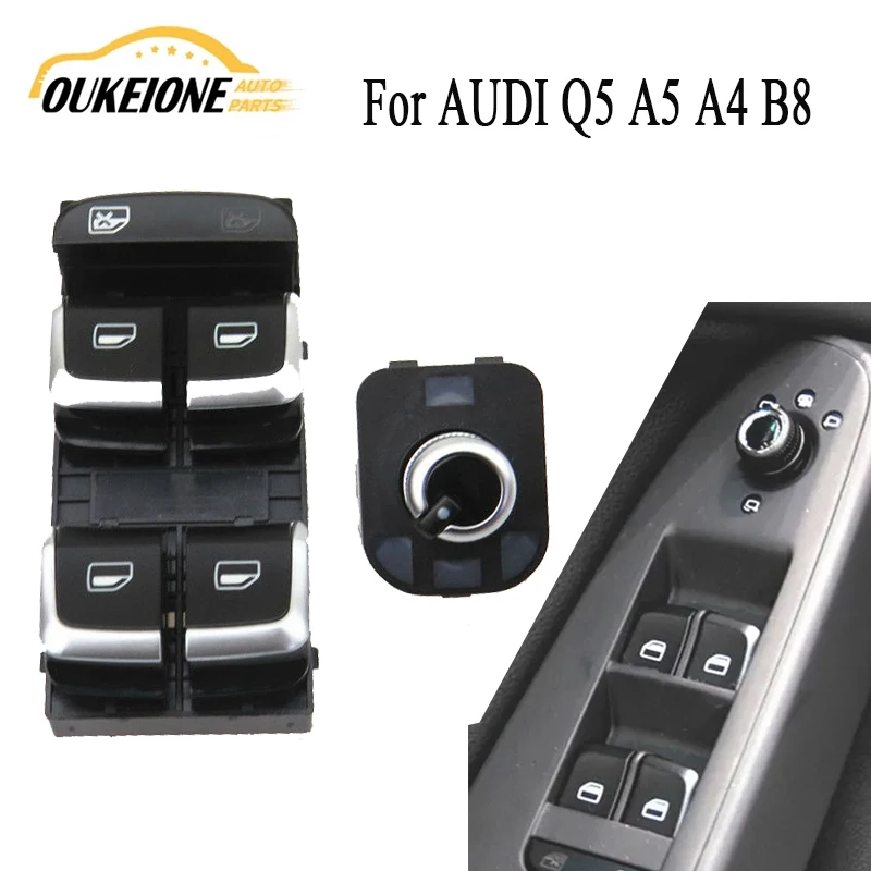 Front Driver Side Chrome Power Window Control Switch Rear View Mirror Knob for AUDI Q5 A5 A4 B8 2008 2009 2010 2011 8KD959851A