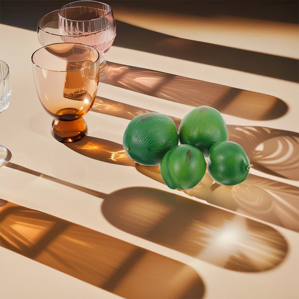 

5Pcs Simulated Coconut Artificial Fruit Decoration Lightweight Plastic Fake Coconuts Tropical Party Home Scenic Props