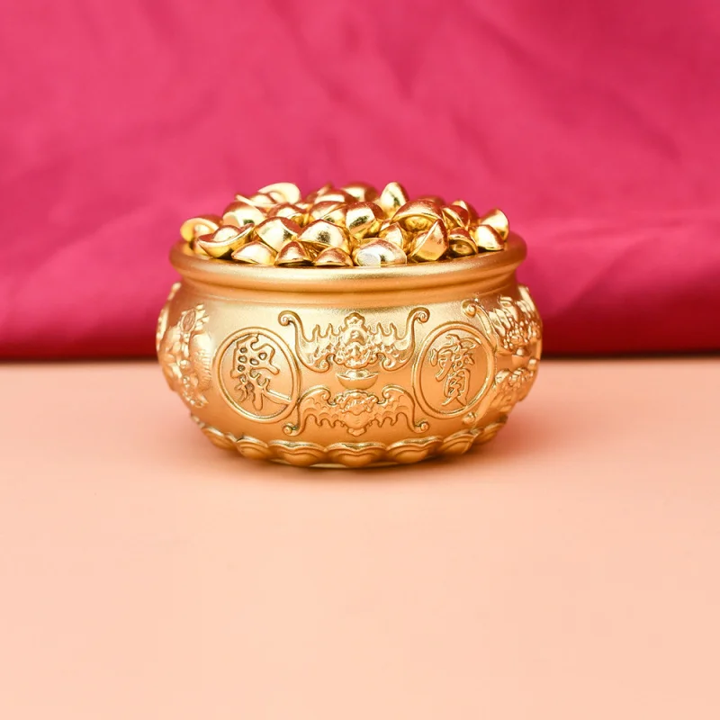 Wholesale Two Pieces Price Yellow Five Blessing Cornucopia Alluvial Gold Small Yuanbao Solid Cornucopia Lucky Basin Lucky Pot Me