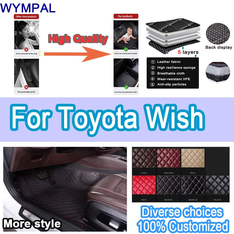 

Luxury Custom Car Floor Mats For Toyota Wish 2010-2021 2011 2012 2013 2014 Auto Foot Pads Automobile Carpet Cover interior acces