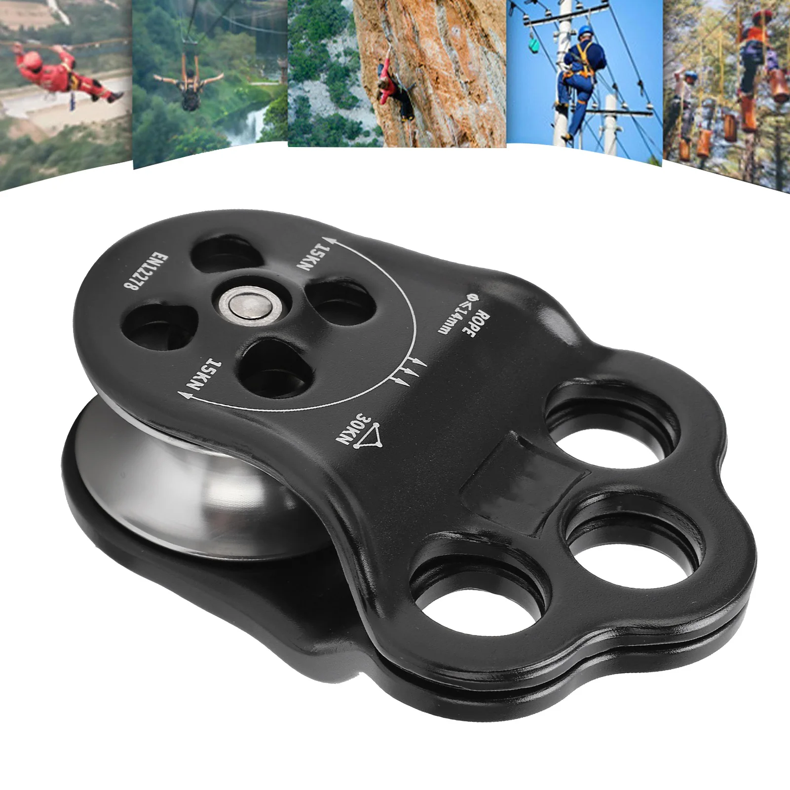 30kn engate alpinista polia equipamento rolamento duplo para aparelhamento transporte arborist árvore escalada equipamento polia de transporte