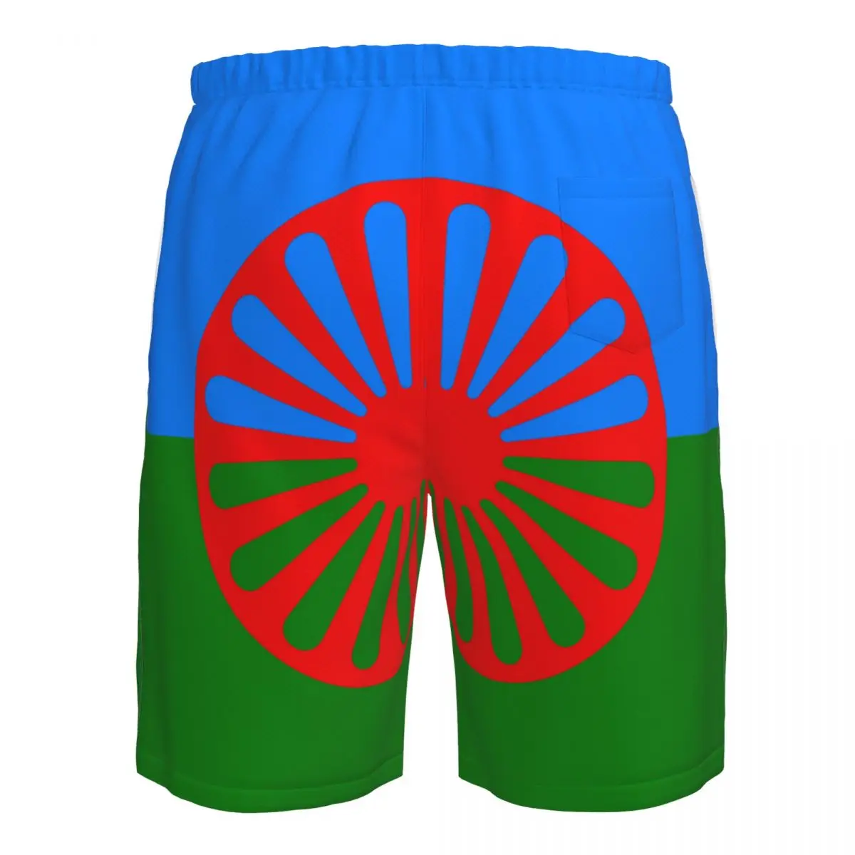 Romani People Rom Gypsy Flag Mens Swim Trunks Qucik Dry Board Beach Shorts Bathing Suit for Men Boardshorts Lightweight