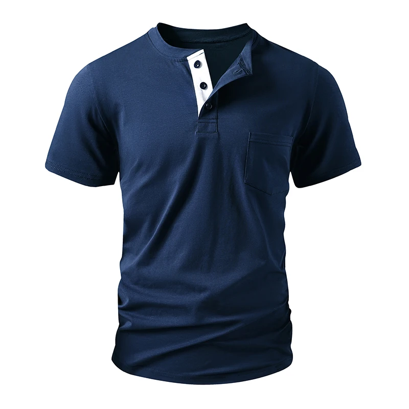Henley T Shirt Men's EU Size Cotton Short Sleeve T Shirts Casual Button T-Shirt Fashion Spring Summer Beach Tees Streetwear Top