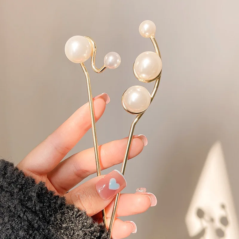 Fashion Women Simulated Pearl Hairpins Metal Barrette Clip Wedding Bridal Tiara Hair Accessories Wedding Hairstyle Design Tools