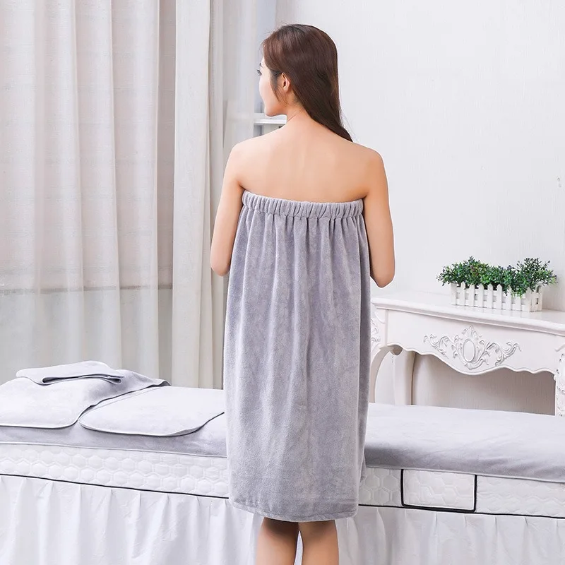 80x140cm Women Spa Bathrobe Soft Absorbent Non Shedding Wearable Towel for Salon Sauna