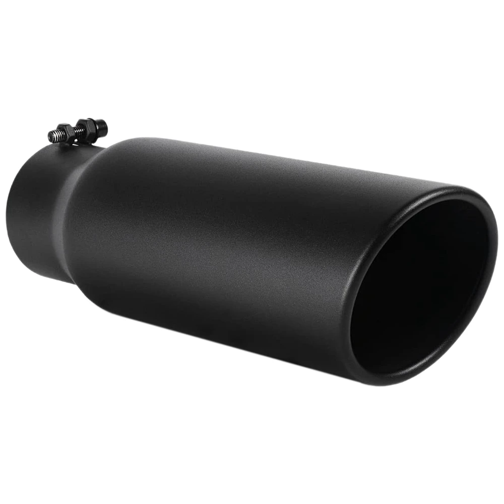 A01K-3 Inch Black Exhaust Tip, 3 Inch Inside Diameter Exhaust Tailpipe Tip For Truck, 3 X 4 X 12 Inch Bolt/Clamp On Design