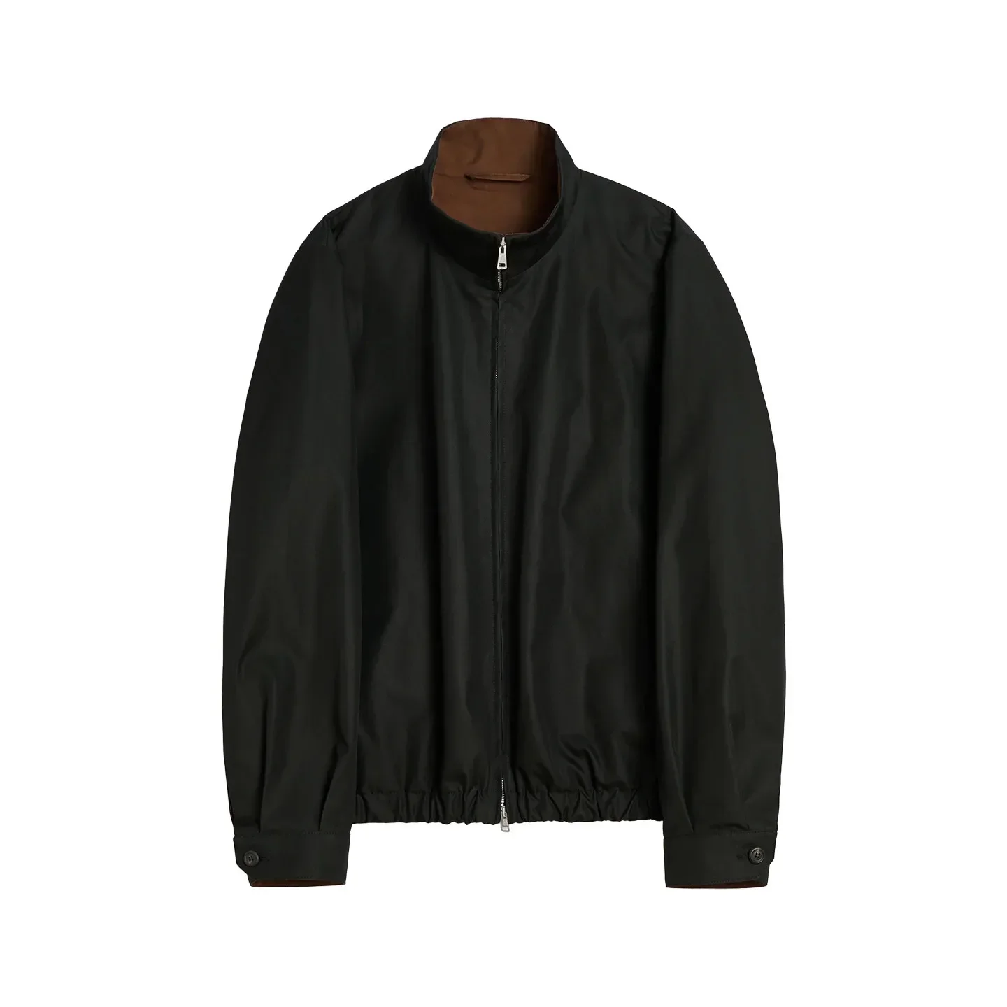OL black double zipper contrasting color stand-up collar casual Caison jacket