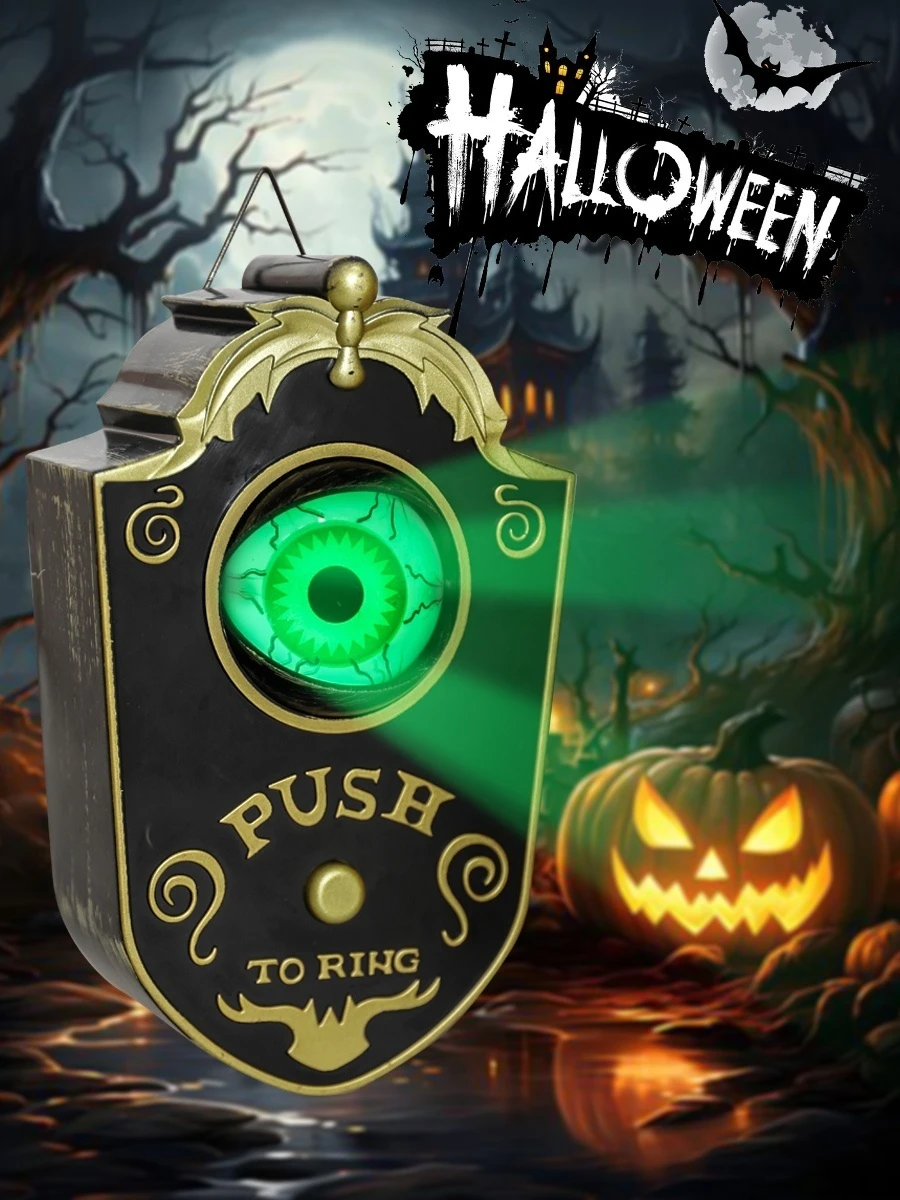 

Halloween Single Eye Doorbell Decoration Glowing Eyeball Terrorizing Blinking Doorbell Prank Toy Electronic Vocal Doorbell
