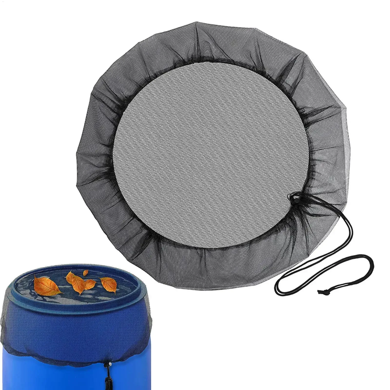 Mesh Cover for Rain Barrel, Rain Barrels Screen Water Bucket Covers Net with Drawstring Rainwater Collector Tank Net Cover Amagi