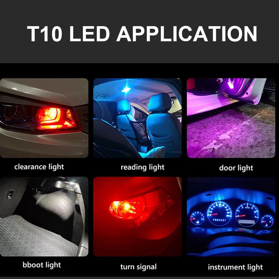 1x W5W Led T10 Cob Glass Car Light Led Filament Auto Automobiles Reading Dome Wedge License Plate Bulb Lamp DRL Car Styling 12v