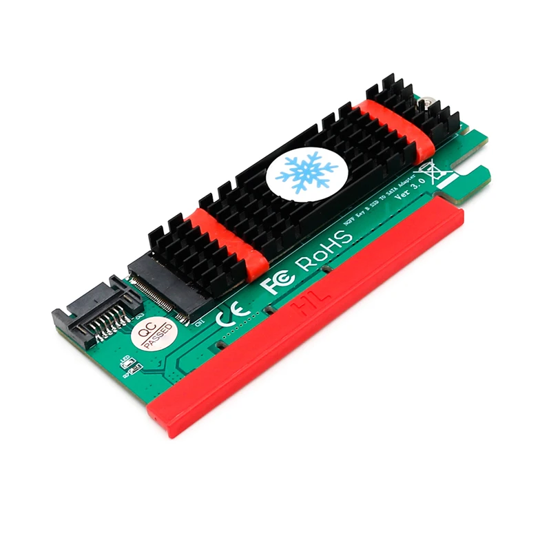 محول M.2 B SATA-Bus SSD إلى SATA3 ، فتحة PCI Express x1 x4 x8 x16 ، وصلة تبريد كابل SATA ، دعم