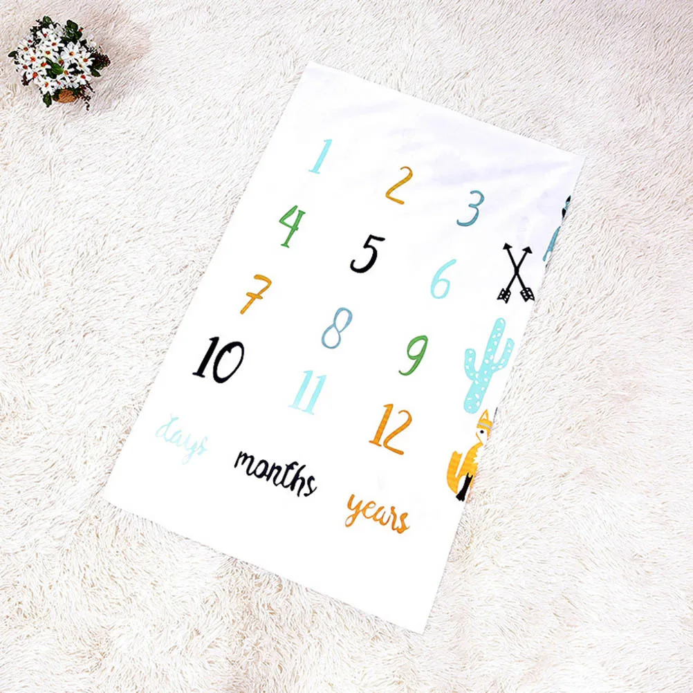 

Baby Month Blanket Single Sided Swaddle Photography Props Soft Polyester Baby Blanket Monthly Shower
