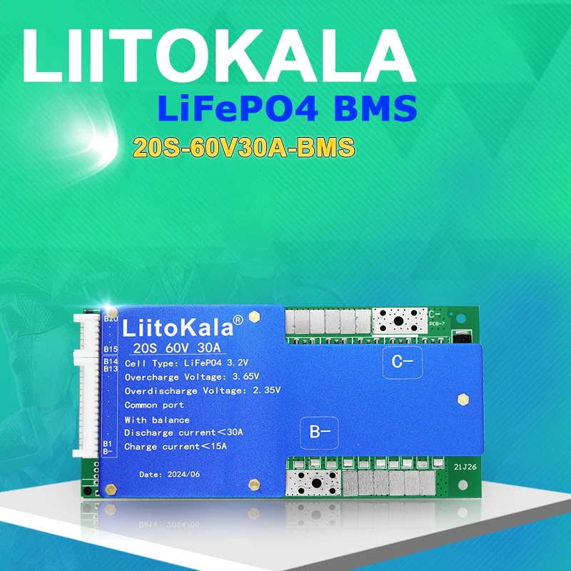 

LIitoKala 20S-60V30A-BMS LiF4PO4 Battery Protection Board BMS with balance 64V Lithium Iron Phosphate 18650 LiFePO4