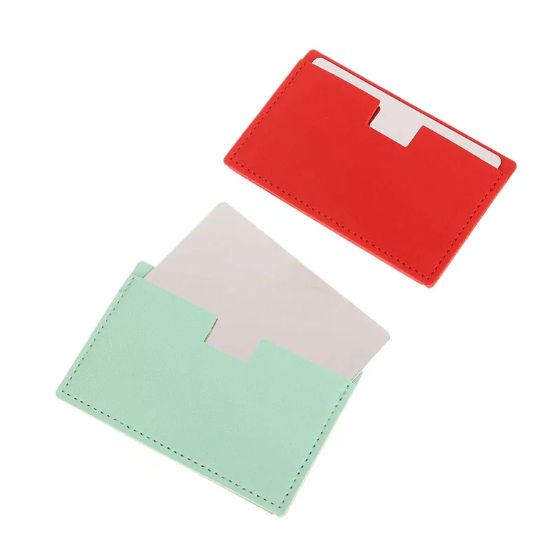 Portable Mini Unbreakable Makeup Mirror Shatterproof Pocket Cosmetic Mirror pu Leather Stainless Steel Card