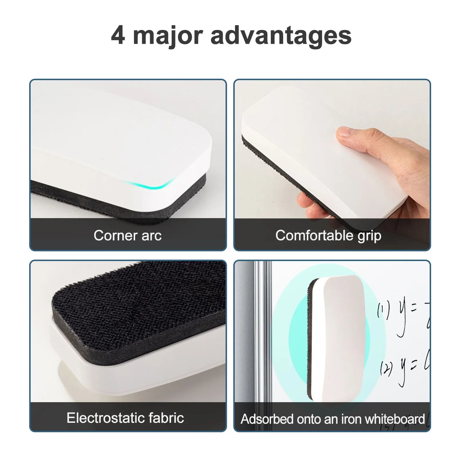 Penghapus papan tulis putih bermanfaat tahan lama kelas kain elektrostatis sikat papan hitam magnetik perlengkapan sekolah sapu bersih