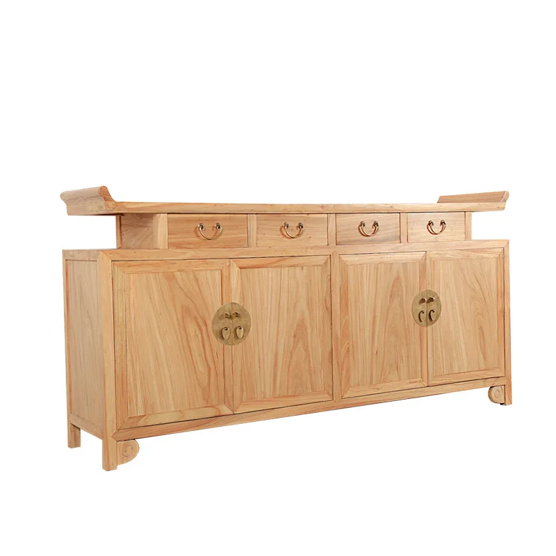 

New Chinese-style entrance cabinet Modern simple solid wood entrance table Old elm dining side Foyer decorative shoe