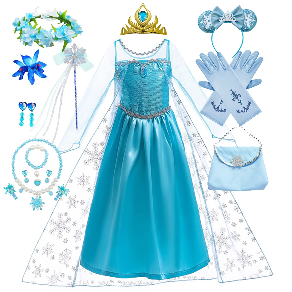 

Girls Snow Queen Elsa Kids Costumes For Girls 2023 Carnival Party Prom Gown Robe-Playing Children Clothing Elsa Princess Dress