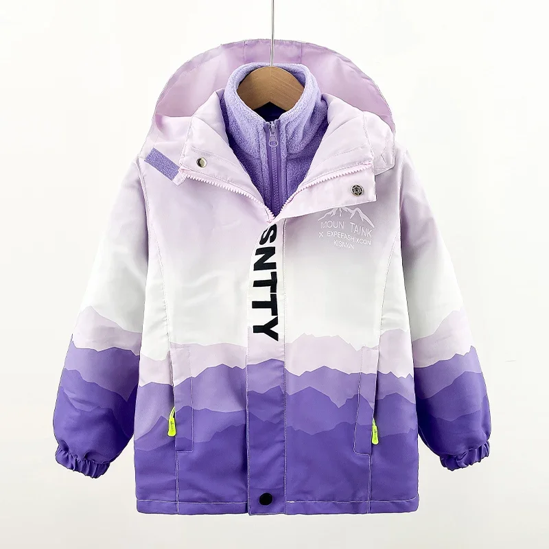 Winter 2 In 1 Jackets Girls Ski Snow Coat Children Outdoor Warm Raincoat Thermal Snowboard Windbreaker Coat For Kids  XMP537