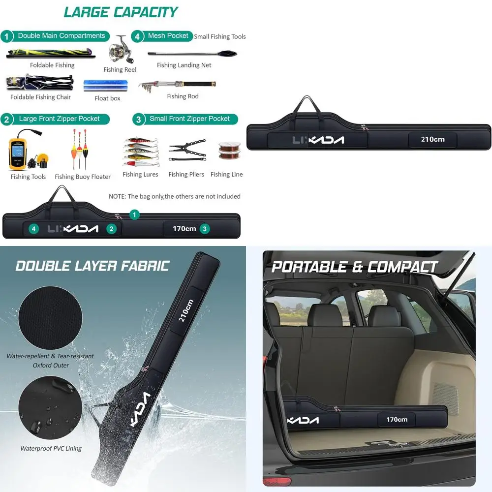 

Компактная складная сумка для удочек - портативное хранилище для удочек, катушек и аксессуаров