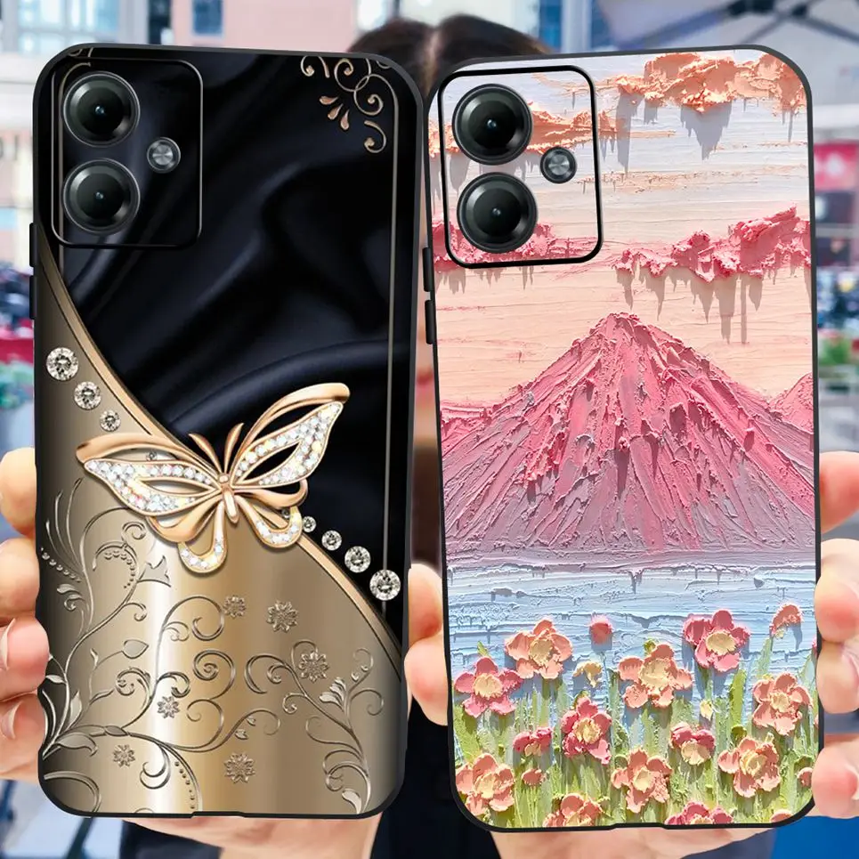 Per Motorola Moto G14 custodia Cute Cat Flower Butterfly Printing custodia morbida in Silicone TPU per MOTO G14 G 14 4G 2023 paraurti Etui