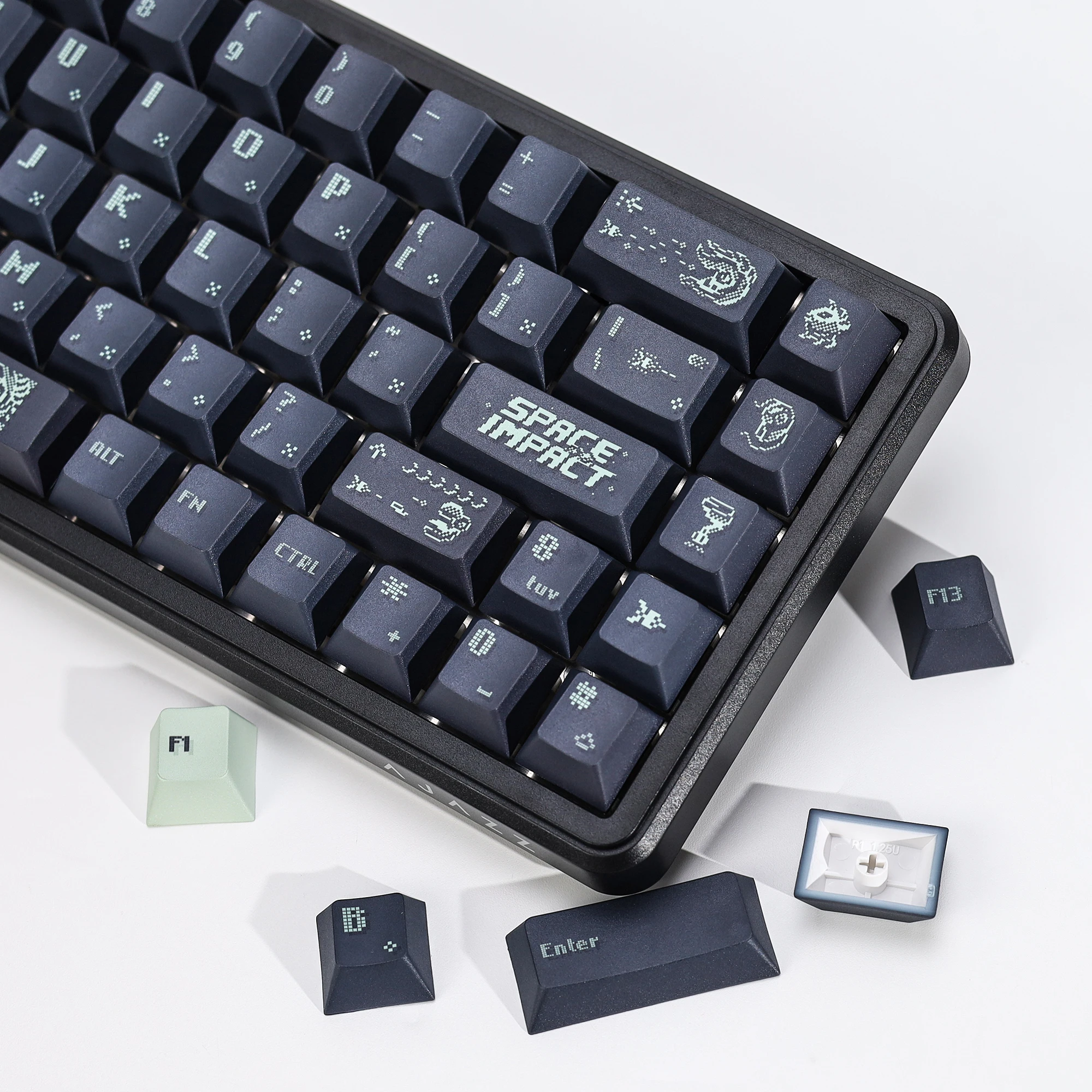 KBDiy Space Impact Keycaps Retro Cherry Profile Alice PBT 7u Keycap Custom für MX Magnetic Switch Gaming Mechanical Keyboard KIT – Detail 15