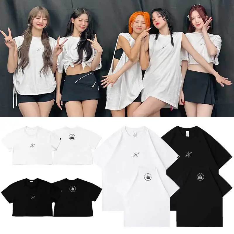 GIDLE 2024 IDOL World Tour Concert Same T-Shirt Fashion Women's Crop Tops Summer Cotton Letter Print O Neck Short Sleeve T Shirt