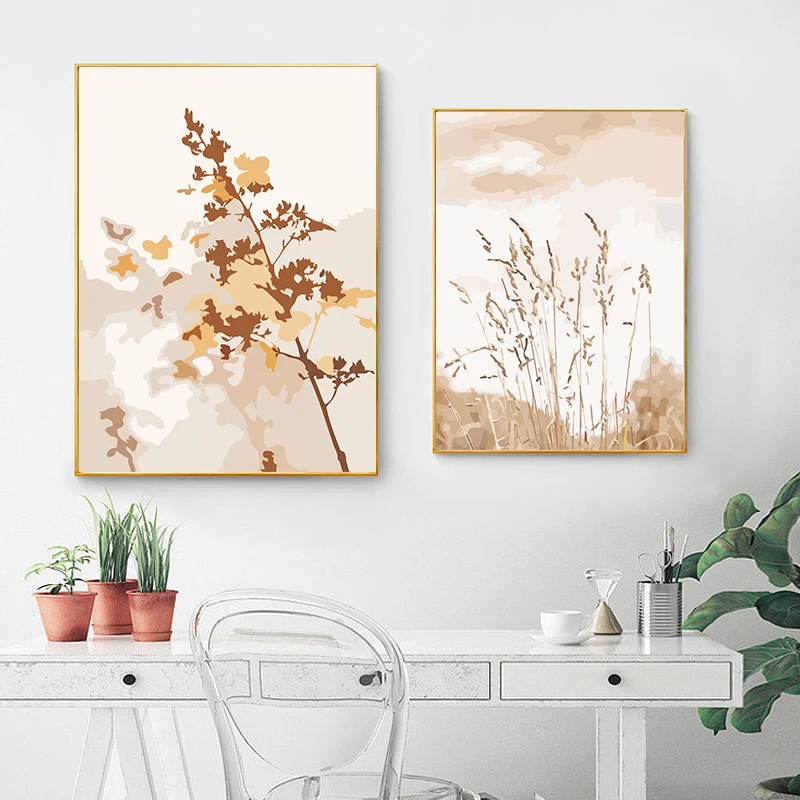 RUOPOTY Oil Painting By Numbers Yellow Plants For Adults Kill Time Painting By Number Painting Home Decor