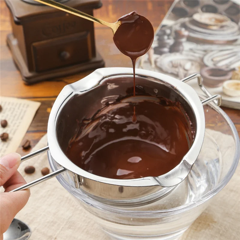 

SOFT-400Ml Chocolate Melt Pot, Stainless Steel Melt Bowl Suitable For Candy Making Double Nozzle With Front Hook