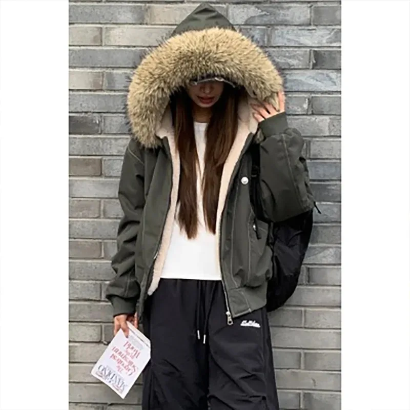 

2025 модная зимняя теплая хлопковая верхняя одежда, винтажная повседневная куртка с длинными рукавами и карманами, женская куртка с большим воротником большого размера, наполненная Coatge