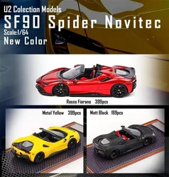 U2 1:64 SF90 Spider Novitec Rosso / Yellow / Matt Black limited399 Resin Model Car