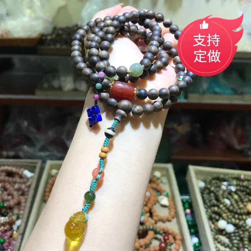 Wholesale Authentic Vietnamese Nha Zhuang White Chess Nan Eaglewood Multi-Circle Bracelet Women's Kyara Beads Bracelet with Bees