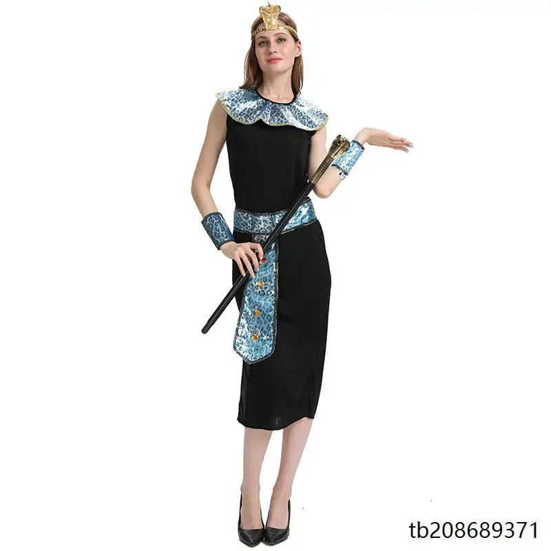 زي تنكري للنساء البالغات لعيد الهالوين على شكل ملكة مصرية بعباءة طويلة بأسلوب عربي قديم للعروض المسرحية