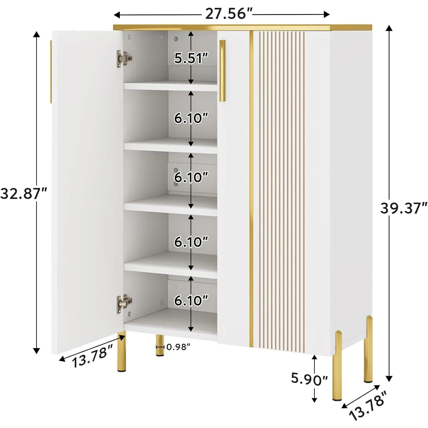 6-Tier Shoe Storage Cabinet with Adjustable Shelves, Wooden Shoes Rack Shoe Storage Organizer for Entryway, Closet, Living Room image 3