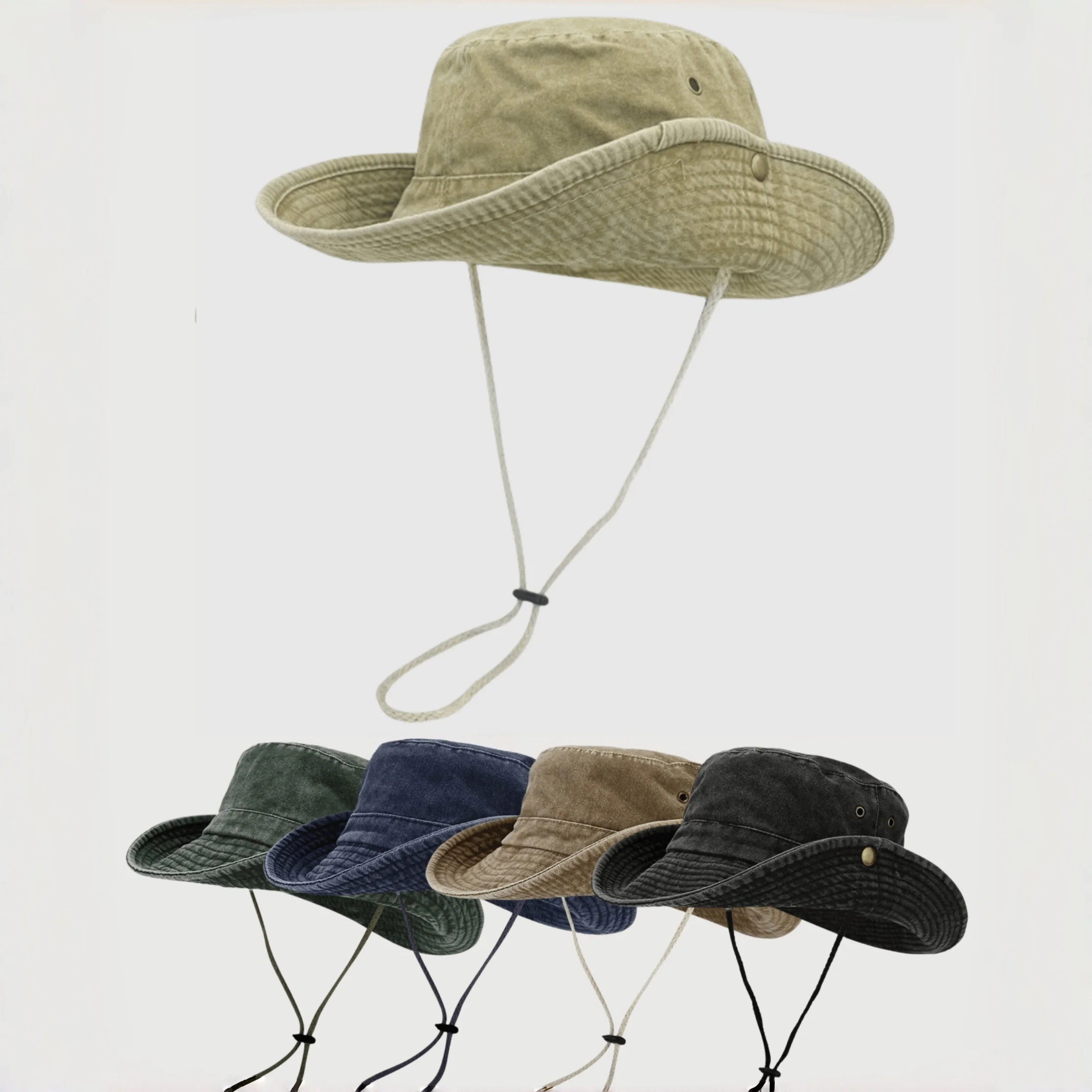 1PC solid color wide-brimmed Fisherman hat Casual Sports Sun hat Adjustable Fisherman hat Outdoor sports gift