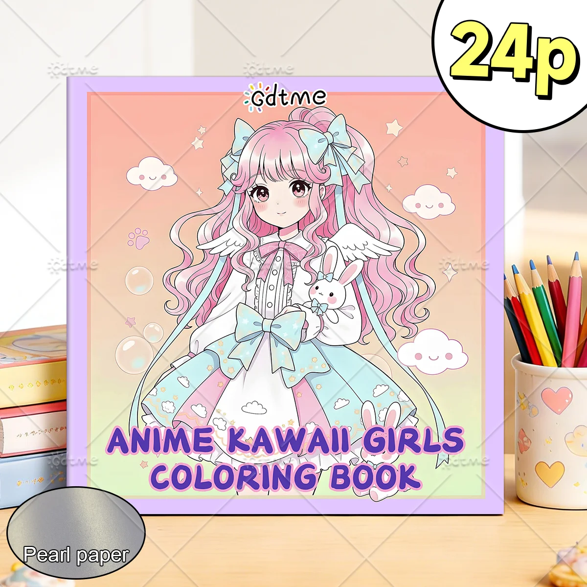 Anti-Angst Anime Kawaii Mädchen Malbuch für Erwachsene DIY Mal- und Zeichenkunst-Aktivitätsbuch Perfektes Geschenk zur Entspannung – Detail 1