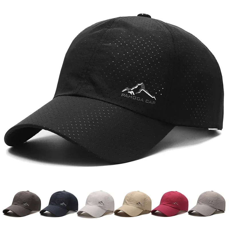 Summer For Men Women Solid Mesh Baseball Cap Outdoor Breathable Adjustable Quick Dry Waterproof Fishing Sunhat Running Sweat Hat