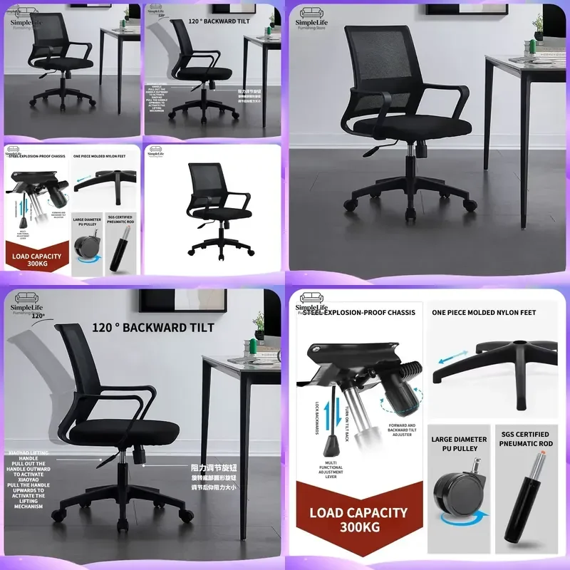 Cadeira de Escritório Ergonômica Moderna com Encosto Alto em Malha, Cadeira de Computador para Executivos e Gerentes, Suporte Lombar Ajustável e Respi