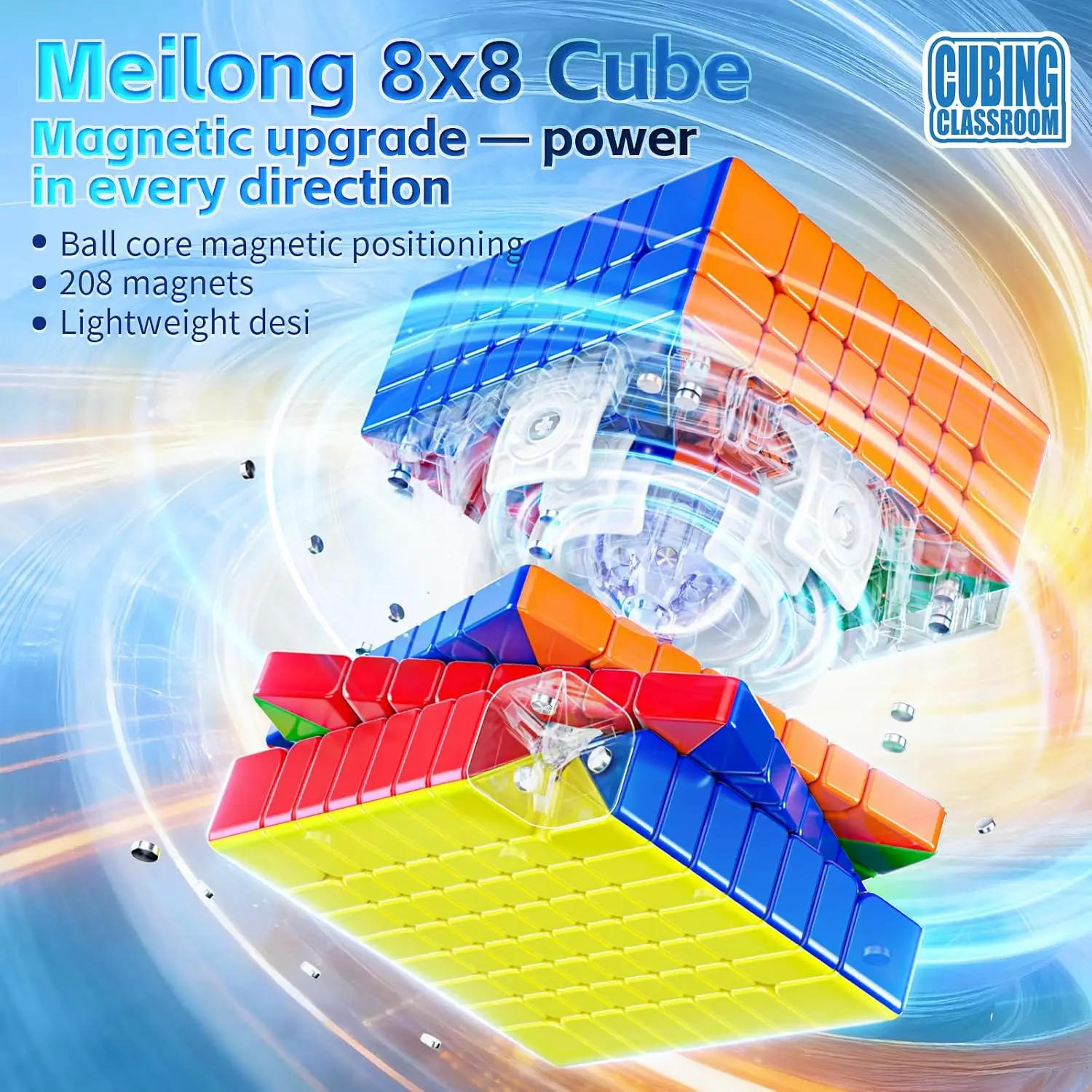 8x8 Meilong 8M v3 Speed Cube Stickless 8x8x8 Moves Quickly and Smoothly(Magnetic Version)