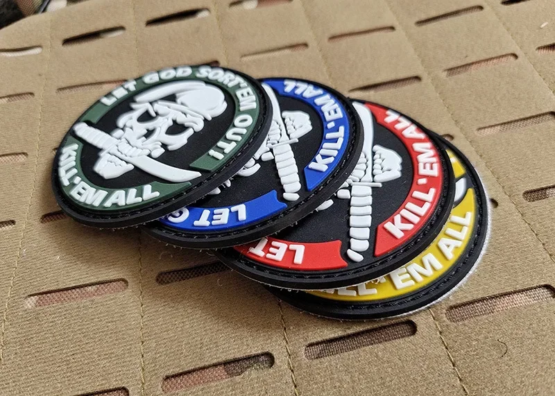 3D PVC Skull Rubber Patches No Knife  Life Tactical Military Decorative Patch One Shot  Kill Combat Badges for Cap Bags