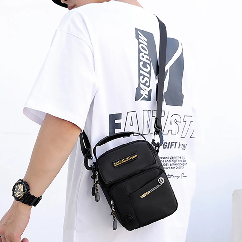 Men Small Shoulder Messenger Cross body Bags Waist Fanny Pack Outdoor Sports Fashion Nylon Male Mini Handbag Top Handle Bag