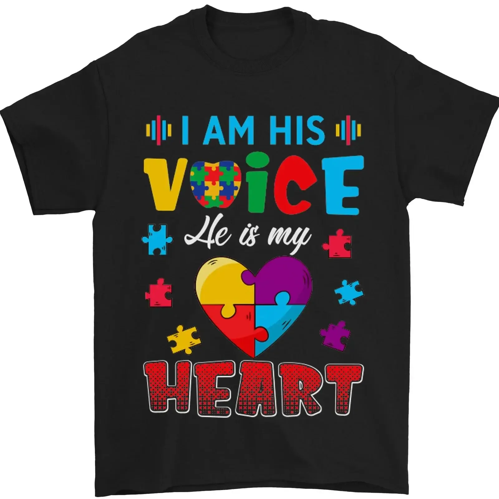 I Am His Voice He My Heart Autismus Autist Herren T Shirt 100 Baumwolle vintage Washed Versatile Comfortable Soft