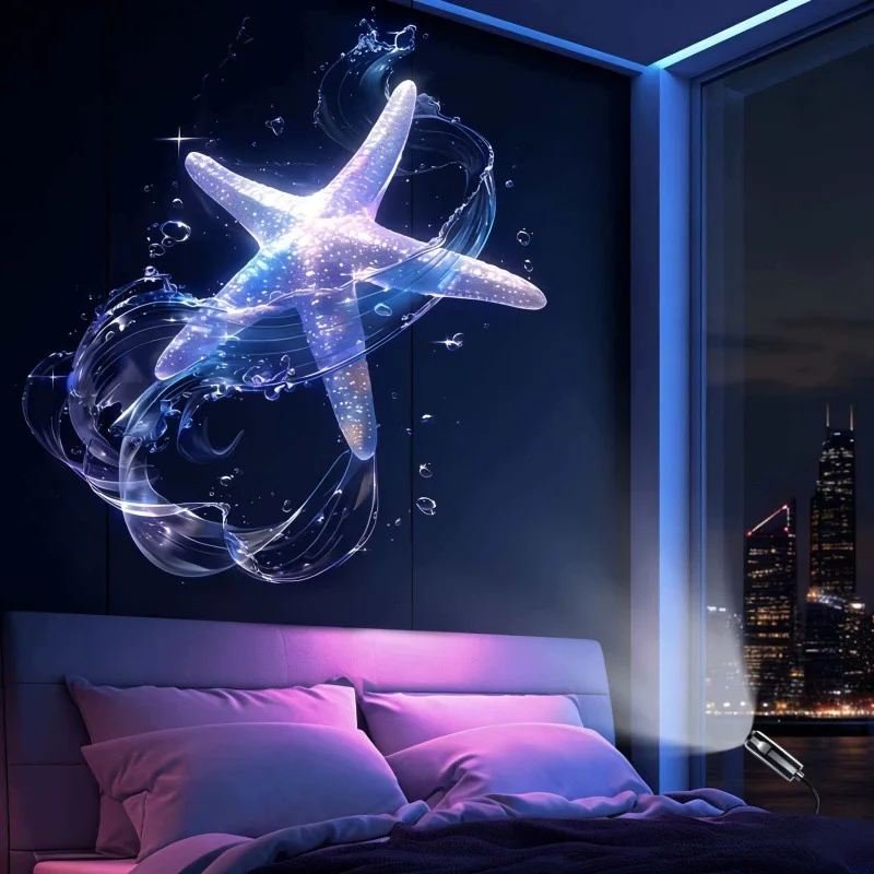 USB Projector Light Whale Jellyfish Butterfly Night Light LED Projector Lamp for Room Window Wall Ceiling Decor Festival Gifts
