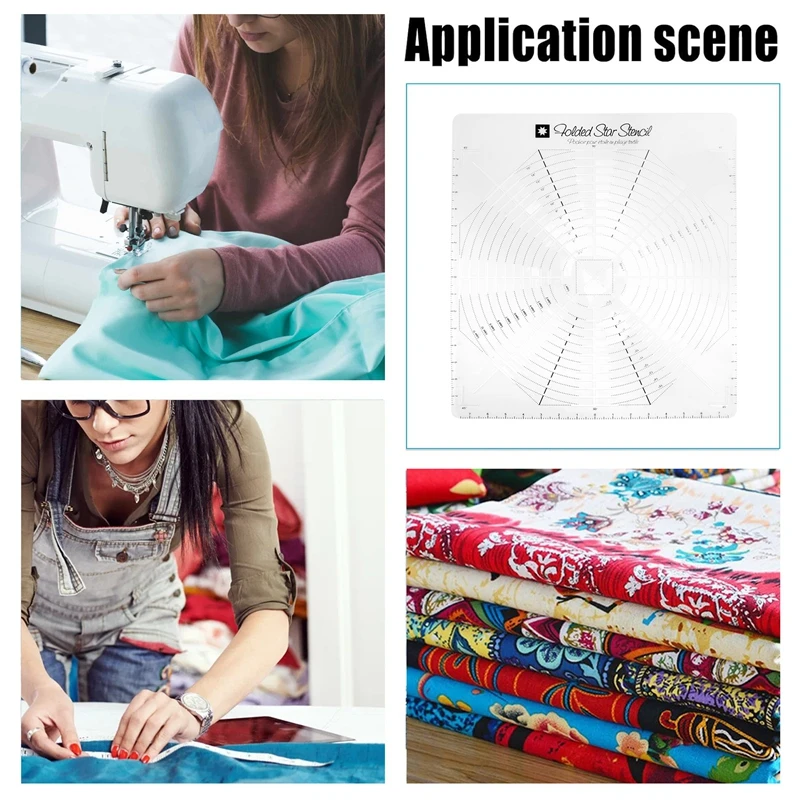 Folded Star Guide Template For Fabric, Printed Interfacing Templates Made For Use With Round Or Square Folded Patterns