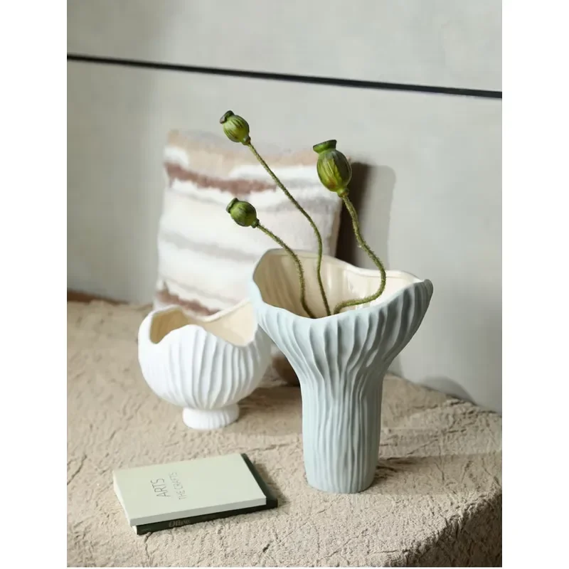 FENGDING Wabi Sabi minimalist style glazed ceramic art vase ornament home decoration, suitable for dried flower arrangement
