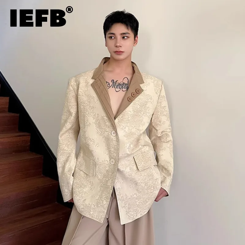 IEFB Korean Style Men's Blazers Reversible Vintage Dark Fringe Single Breasted Stand Collar Casual Male Suit Personalized 9C8051