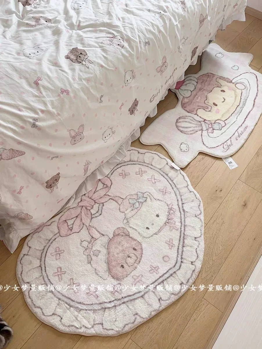 Cute Style Bedroom Decor Plush Carpet Cream Style Children Room Floor Mat Fluffy Soft Baby Crawling Rug  Cartoon Rugs Girl Gift