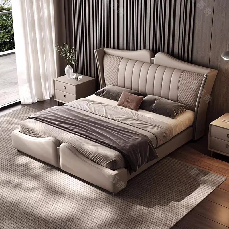 Luxury Modern Massage Bed Bedroom Queen Double Human Dog Storage Design Bed Sleeping Leather Letto Matrimoniale Trendy Furniture
