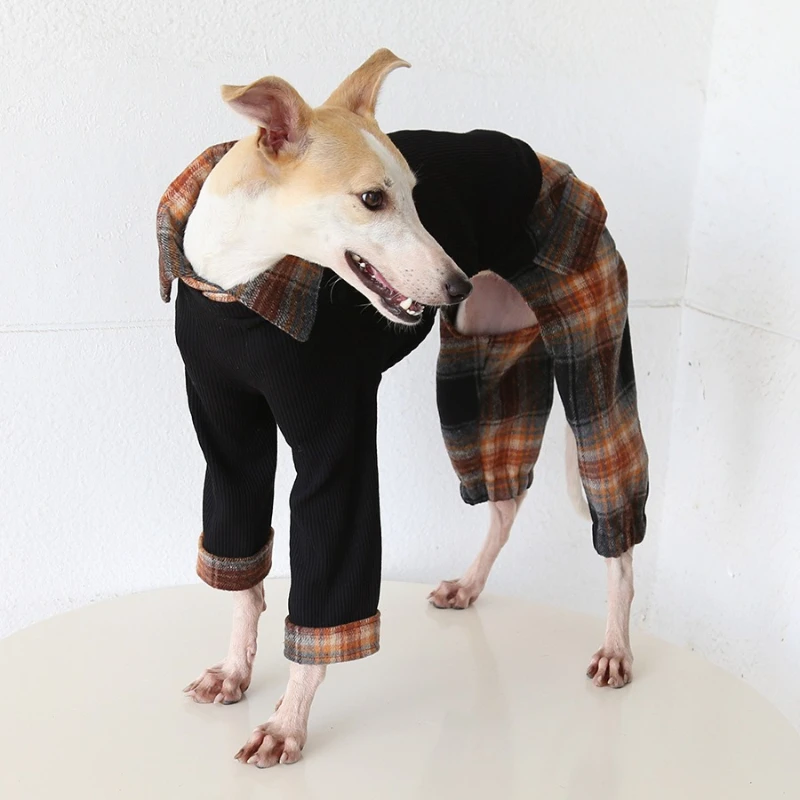 Italian Greyhound 4-legge Shirt Vintage Fashion Warm Dog Clothes Spring Autumn Soft Pullover Dogs Outfit Dog Lapel Design Coat